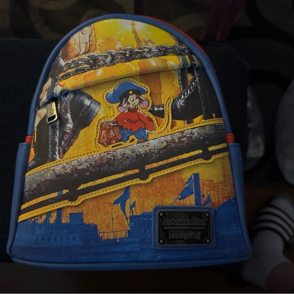 Loungefly Blue and Yellow An American Tail Backpack and wallet combo
